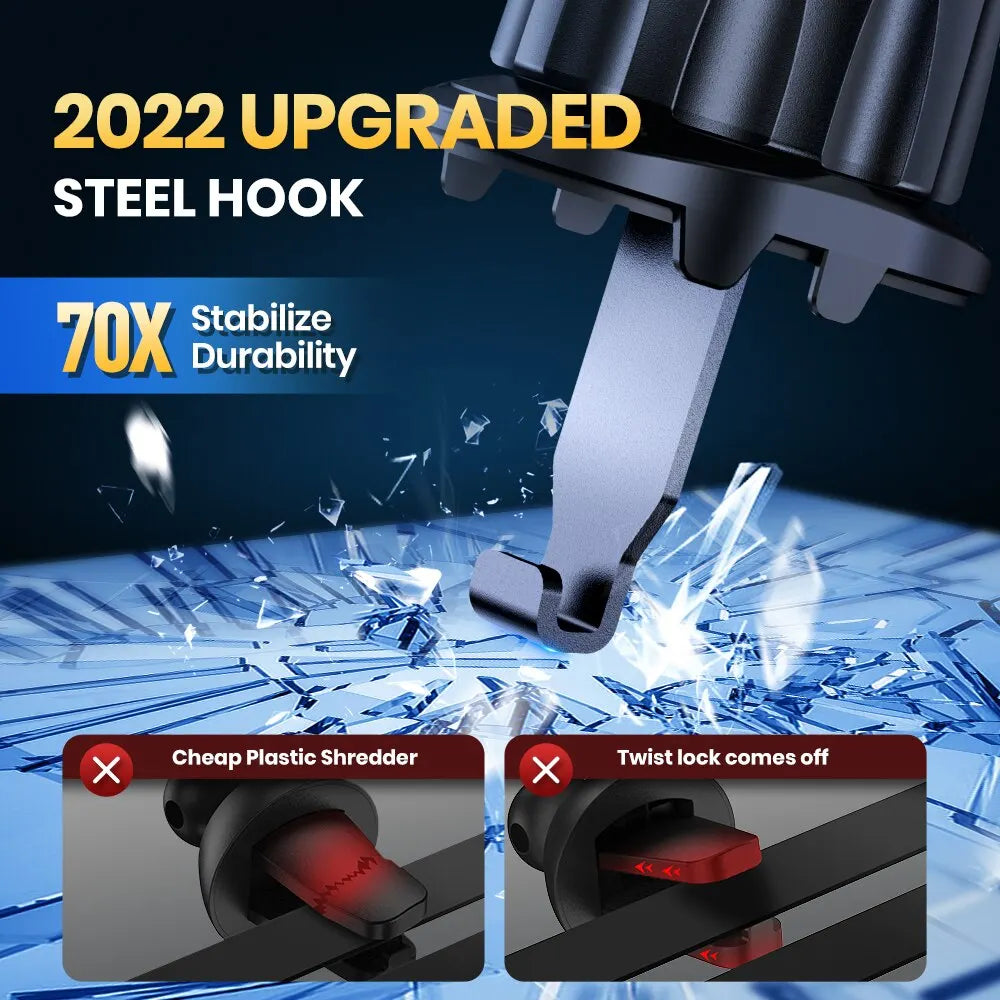 Car Phone Holder Mount, TOPK 2023 Upgrade Auto Locking Phone Holder with Hook Clip for Car Air Vent for Iphone Samsung