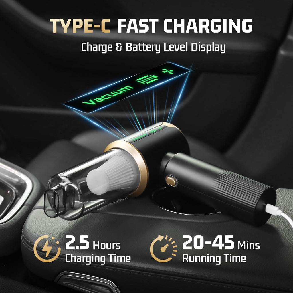 Car Handheld Vacuum Cleaner, Cordless Portable Small Vacuum Cleaner 16000Pa High Power Vacuum with 6000Mah Battery & LED Display 3 in 1 Mini Blower Vacuum Cleaner for Home Car Office