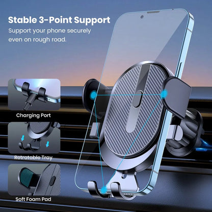Car Phone Holder Mount, TOPK 2023 Upgrade Auto Locking  Phone Holder with Hook Clip for Car Air Vent for Iphone Samsung