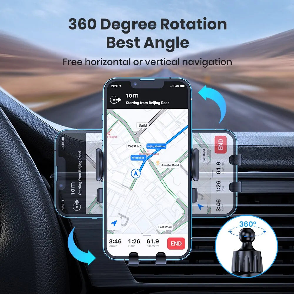 Car Phone Holder Mount, TOPK 2023 Upgrade Auto Locking  Phone Holder with Hook Clip for Car Air Vent for Iphone Samsung