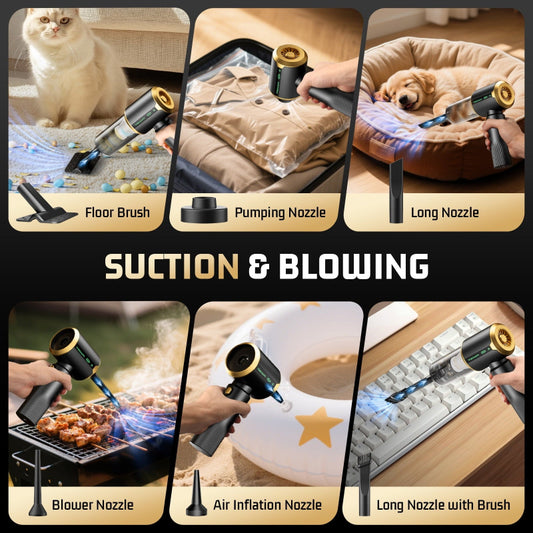 Car Handheld Vacuum Cleaner, Cordless Portable Small Vacuum Cleaner 16000Pa High Power Vacuum with 6000Mah Battery & LED Display 3 in 1 Mini Blower Vacuum Cleaner for Home Car Office